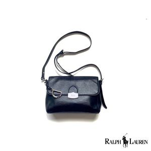 ralph lauren saffiano leather black crossbody bag